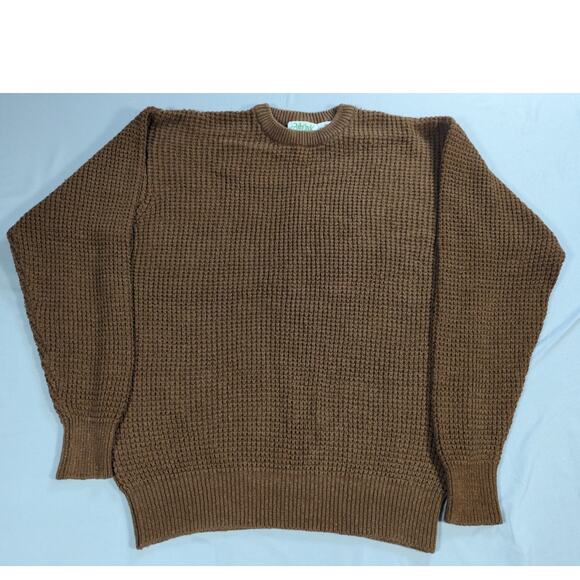 VTG Ash Creek Trading M Brown Silk Cotton Knit Sweater Textured Pullover - Picture 1 of 9